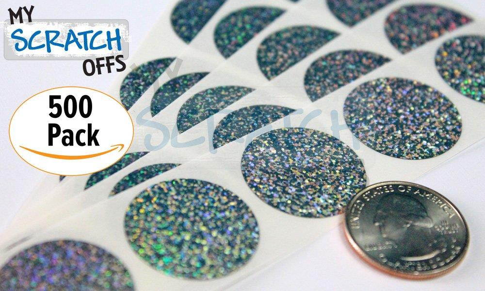 Glitter Silver 1  Round Scratch Off Labels &ndash; Qty. Roll of 500 &ndash; My Scratch Offs
