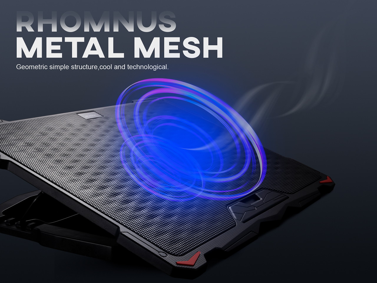 AICHESON Laptop Cooling Pad 5 Fans Up to 17.3 Inch Heavy Notebook Cooler, LED Lights, 2 USB Ports, S035