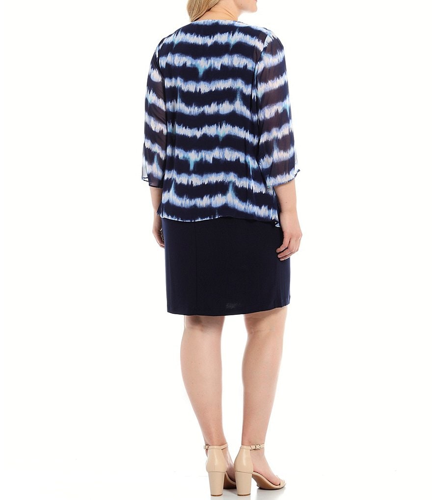 Marina Plus Size Long Sleeve Printed 2-Piece Jacket Dress