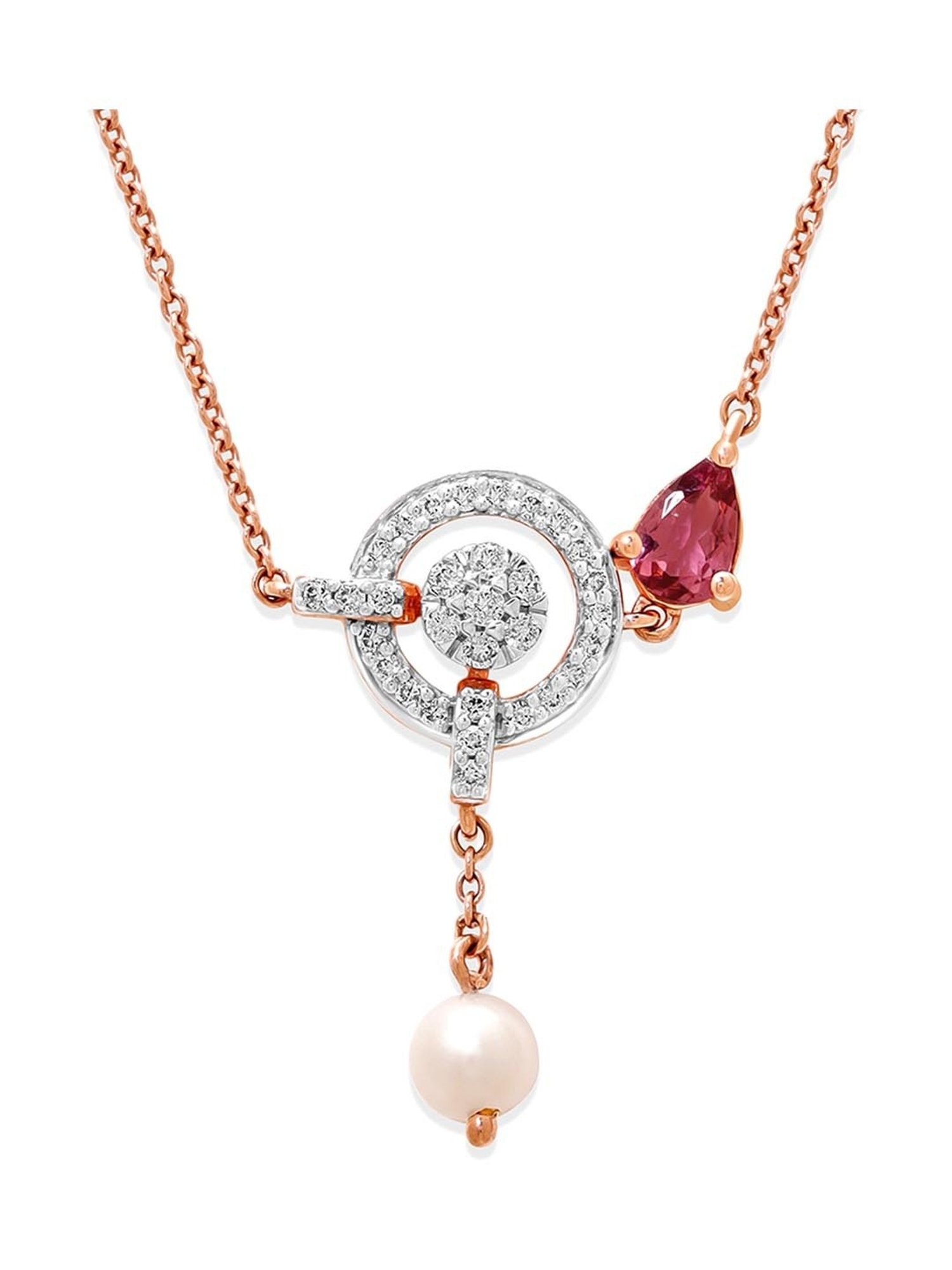 P.N.Gadgil Jewellers 18k Gold Infinity Florall Diamond Necklace For Women