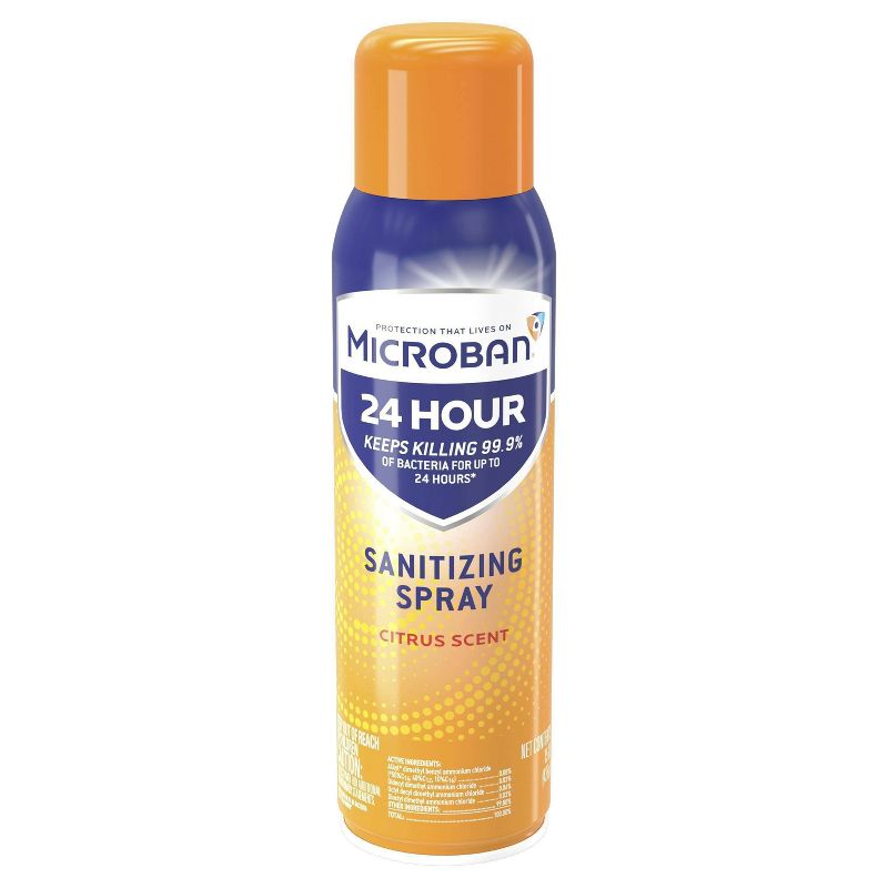 Microban 24 Hour Disinfectant Sanitizing Spray, Citrus Scent - 15 fl oz