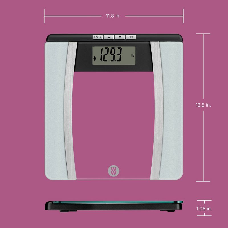 Body Analysis Glass Scale Silver - Weight Watchers
