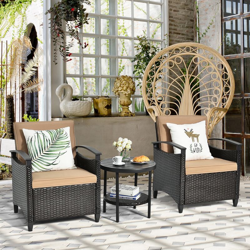 Breckenridge 4pc Seating Set Java Brown Fame Sunbrella Meredian Brick Red Fabric - La-Z-Boy