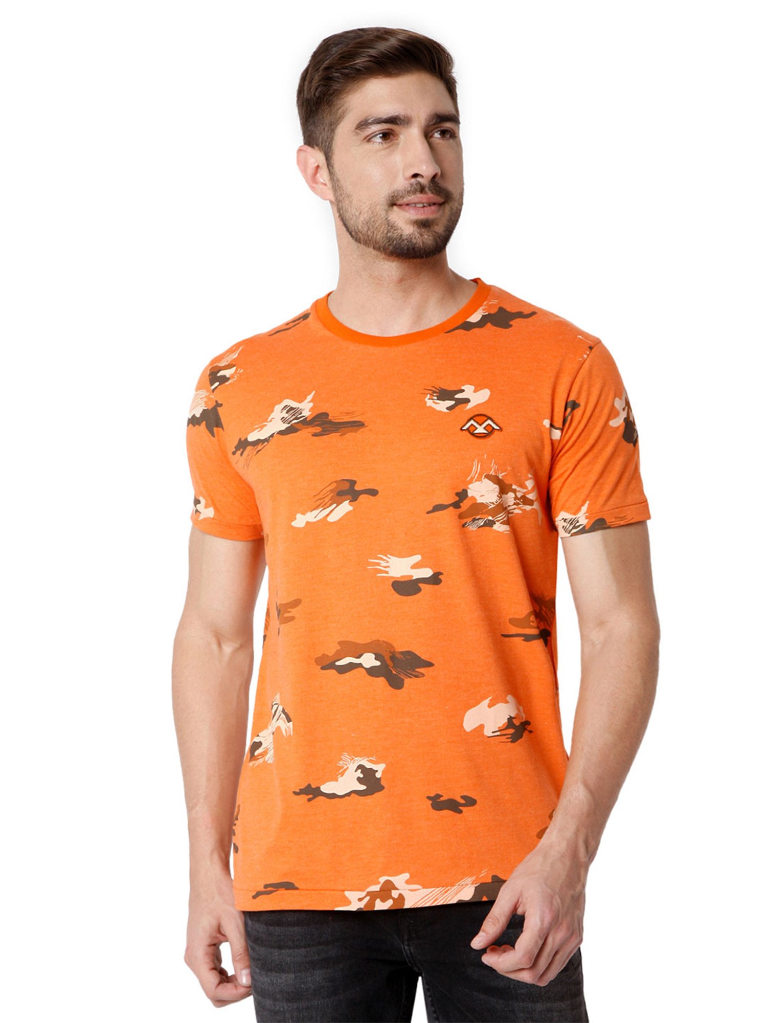 Mufti Orange Printed T-Shirt