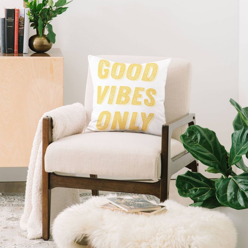 16"x16" June Journal Good Vibes Only Throw Pillow Yellow - society6