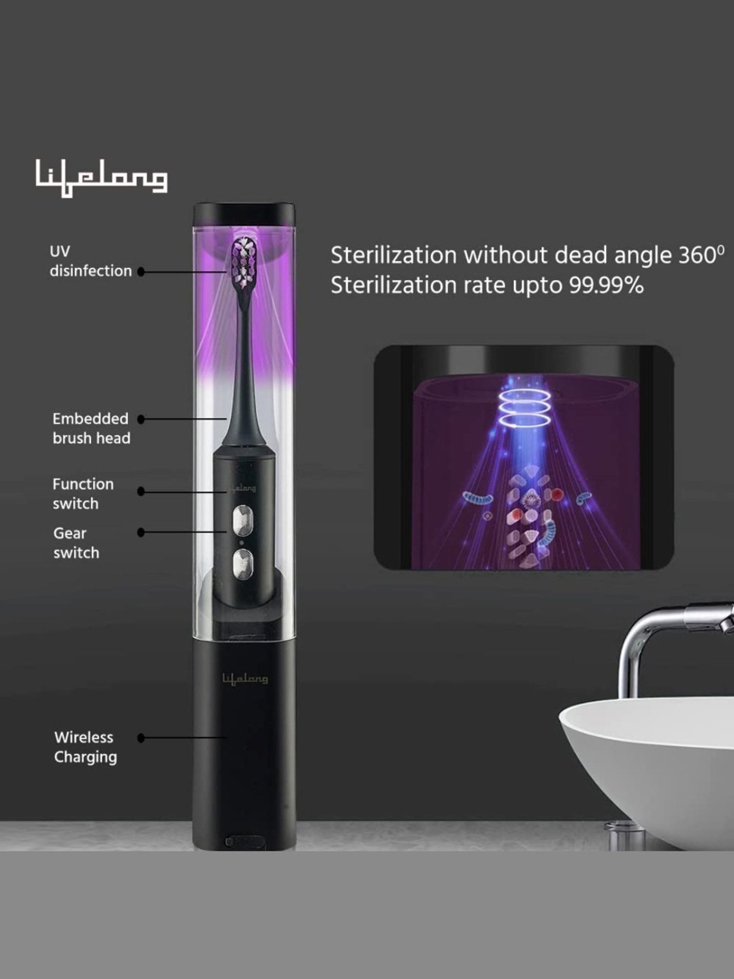 Lifelong LLDC117 Free Clove Dental Care Plan with Electric Toothbrush (Black)