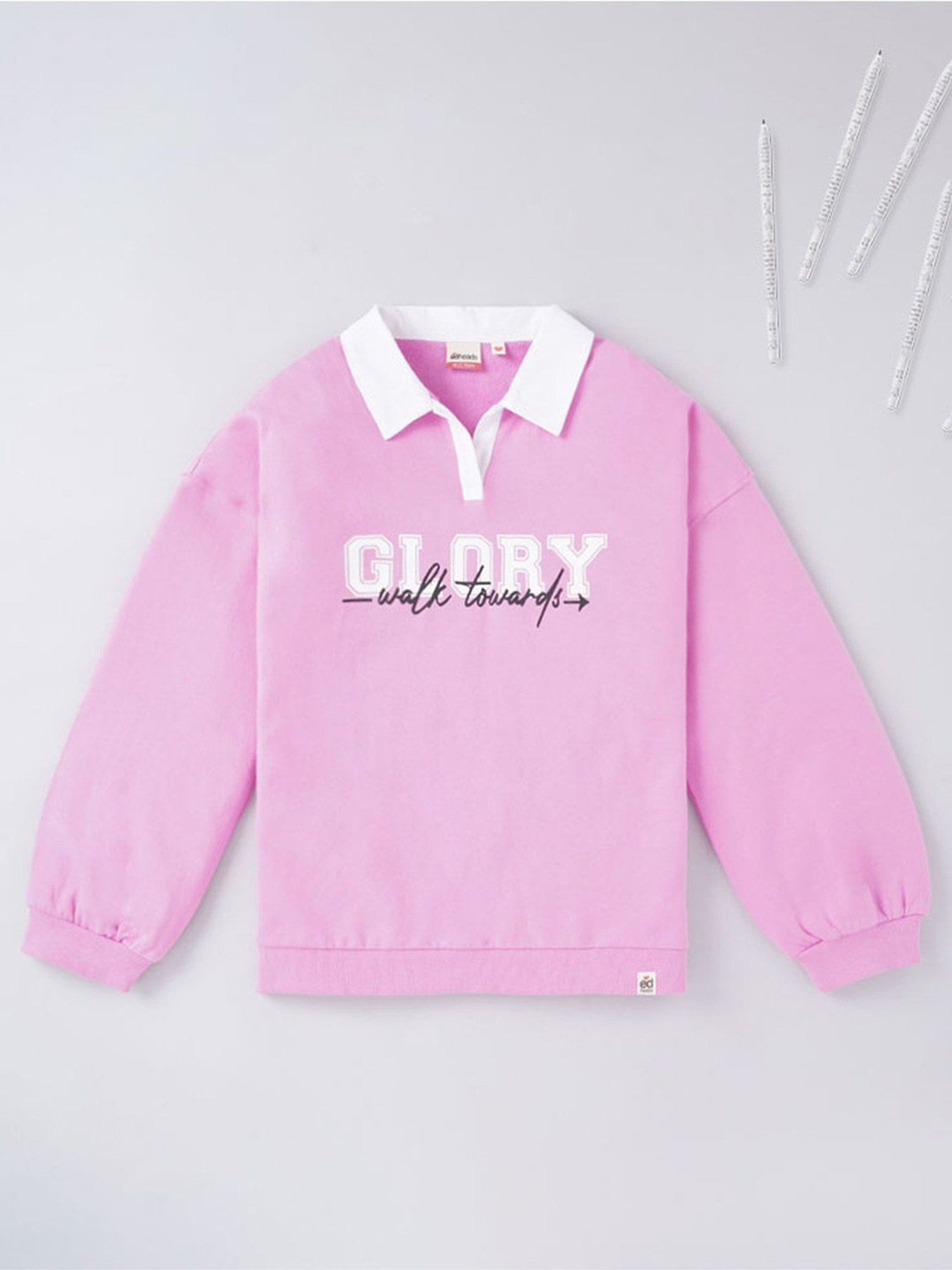 Edheads Kids Pink Cotton Printed Full Sleeves Sweatshirt