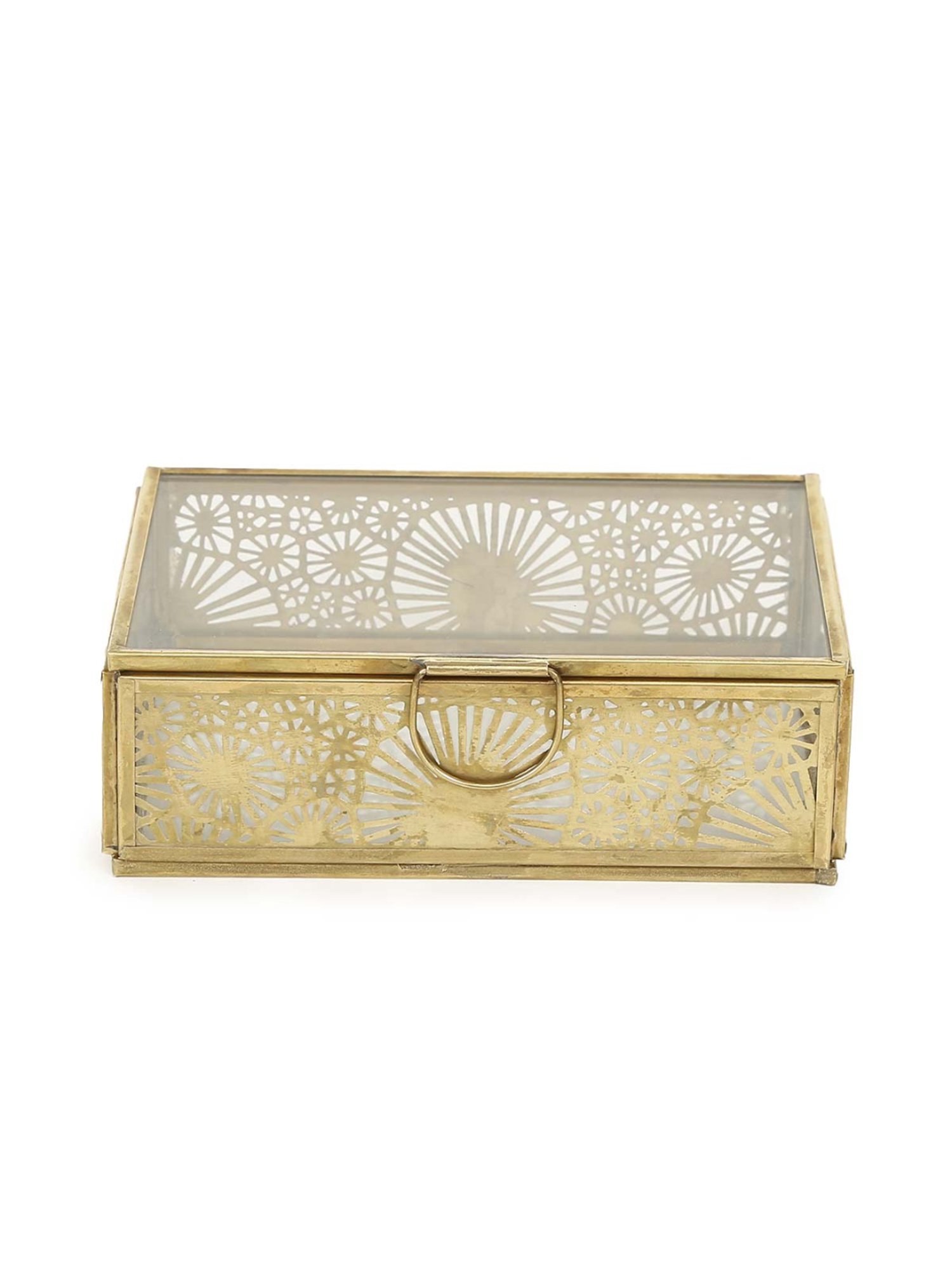 Home4U Gold Glass Small Gris Antique Box