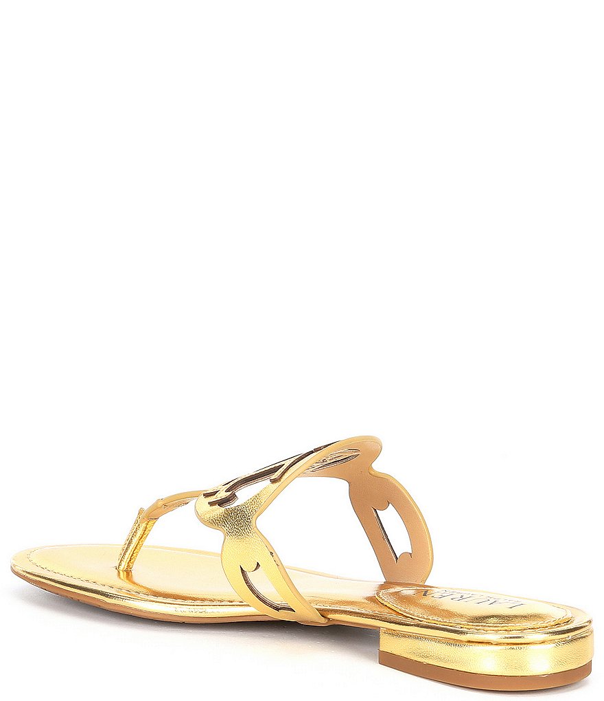 Lauren Ralph Lauren Audrie Leather Logo Thong Sandals