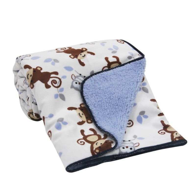 Bedtime Originals Velour Sherpa Soft Baby Blanket - Mod Monkey