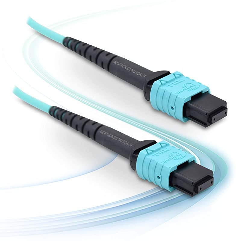 10M 33FT 8 Fibers Type B OM3 MPO MPO Patch Cord Cable FemaleFemale LSZH FTTH MPO to MPO Optical Fiber PatchCord Jumper for 10G QSFP+ and 100G QSFP28 Transceivers Compatible MTP Aqua