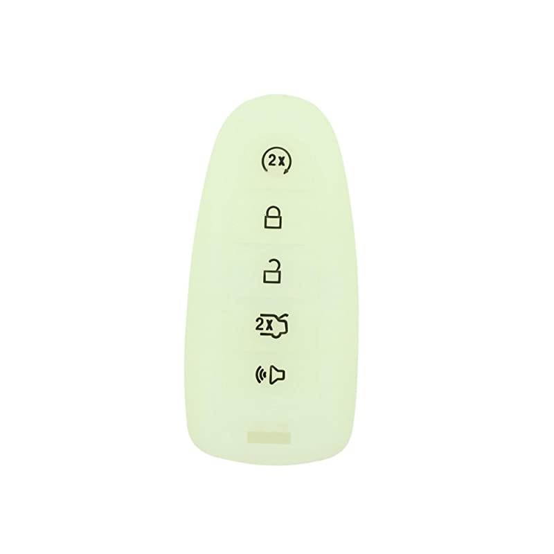 Night Glow Silicone Cover Protector Case Holder Skin Jacket Compatible with FORD 5 Button Smart Remote Key Fob CV2710 Translucent