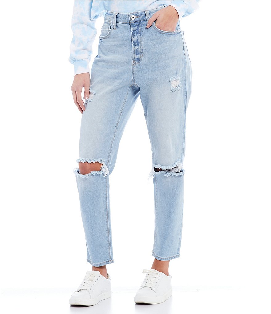 Celebrity Pink Destructed Mom Jeans