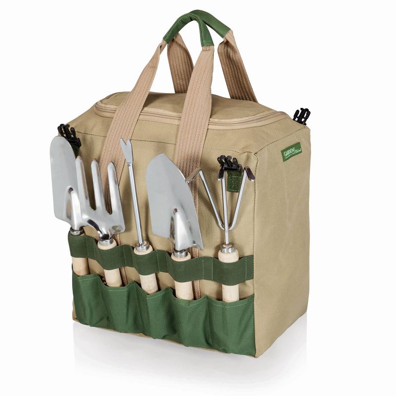 5 Pc Garden Tool Set with Tote And Folding Seat - Picnic Time
