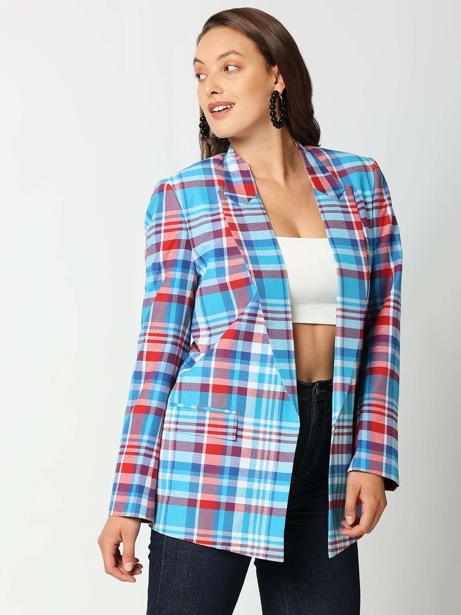 Remanika Blue Chequered Jacket