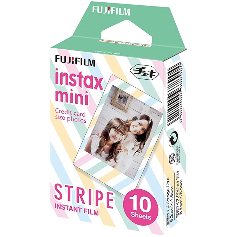 Instax Mini Instant Film 3 Pack Bundle 30 Sheets with Stained Glass Candy Pop Stripe Instant Film