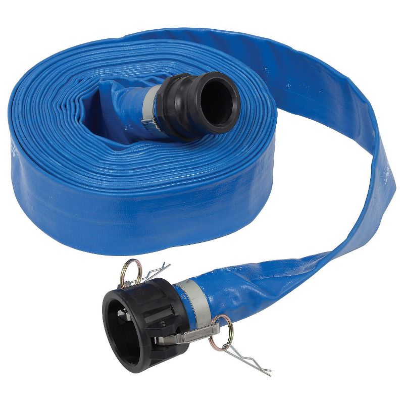 Apache 98138049 2 Inch Diameter 50 Foot Length 70 psi Polyester-Reinforced PVC Lay Flat Hose with Polypropylene Cam and Groove Connections, Blue