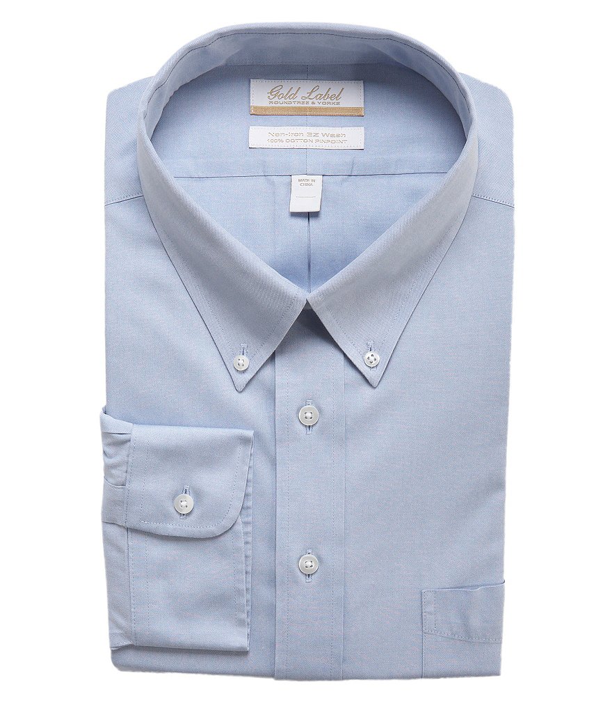 Gold Label Roundtree & Yorke Big & Tall Non-Iron Button-Down Collar Solid Dress Shirt