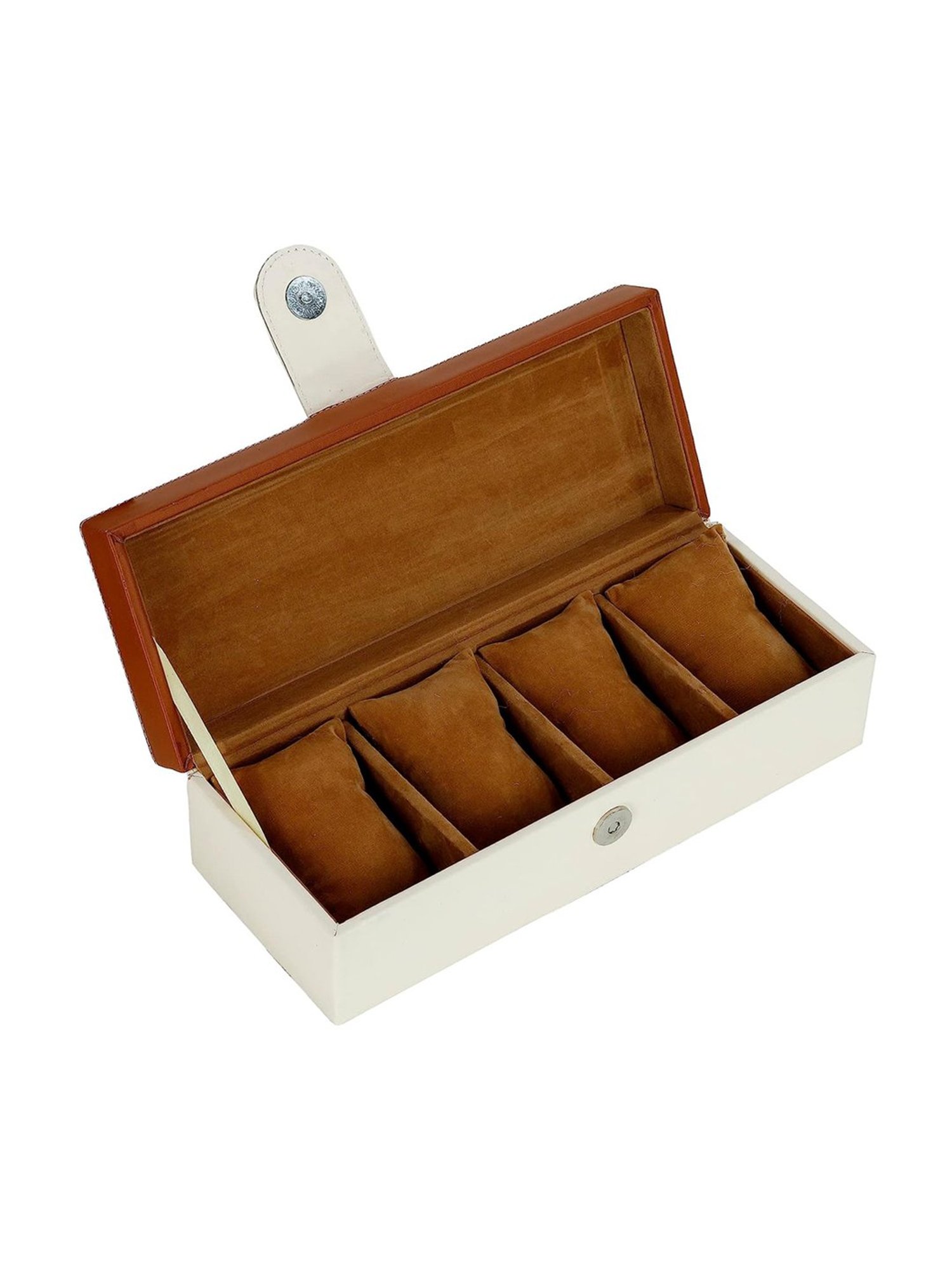 Leather World Beige Watch Box Holder Organizer Case in 4 Slots