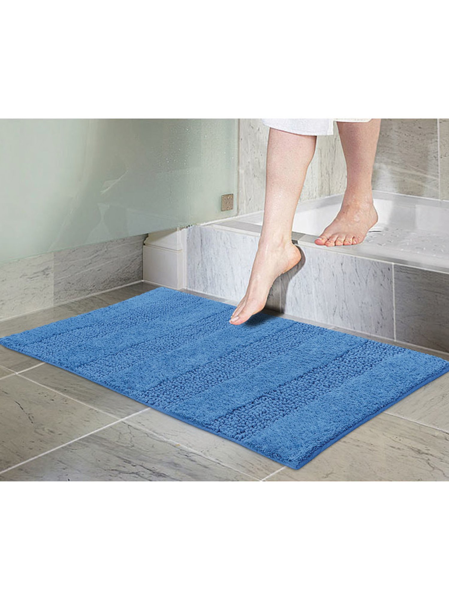 Freelance Blue Cotton Set of 1 Bath Mats and Rugs