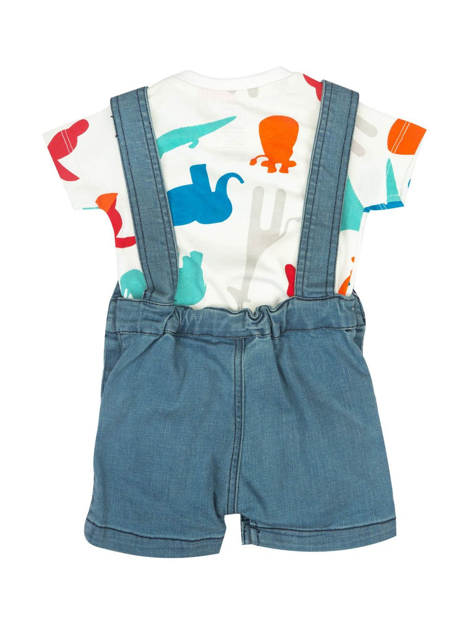 Mee Mee Kids Multicolor Printed T-Shirt with Dungaree