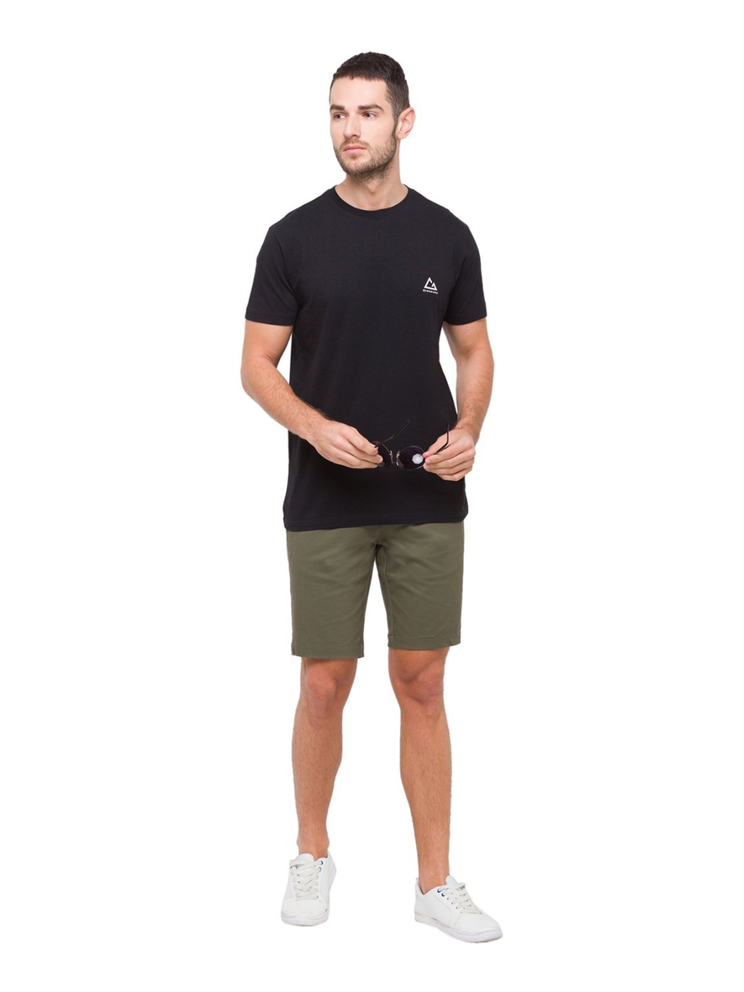 Giordano Black Cotton Slim Fit T-Shirt