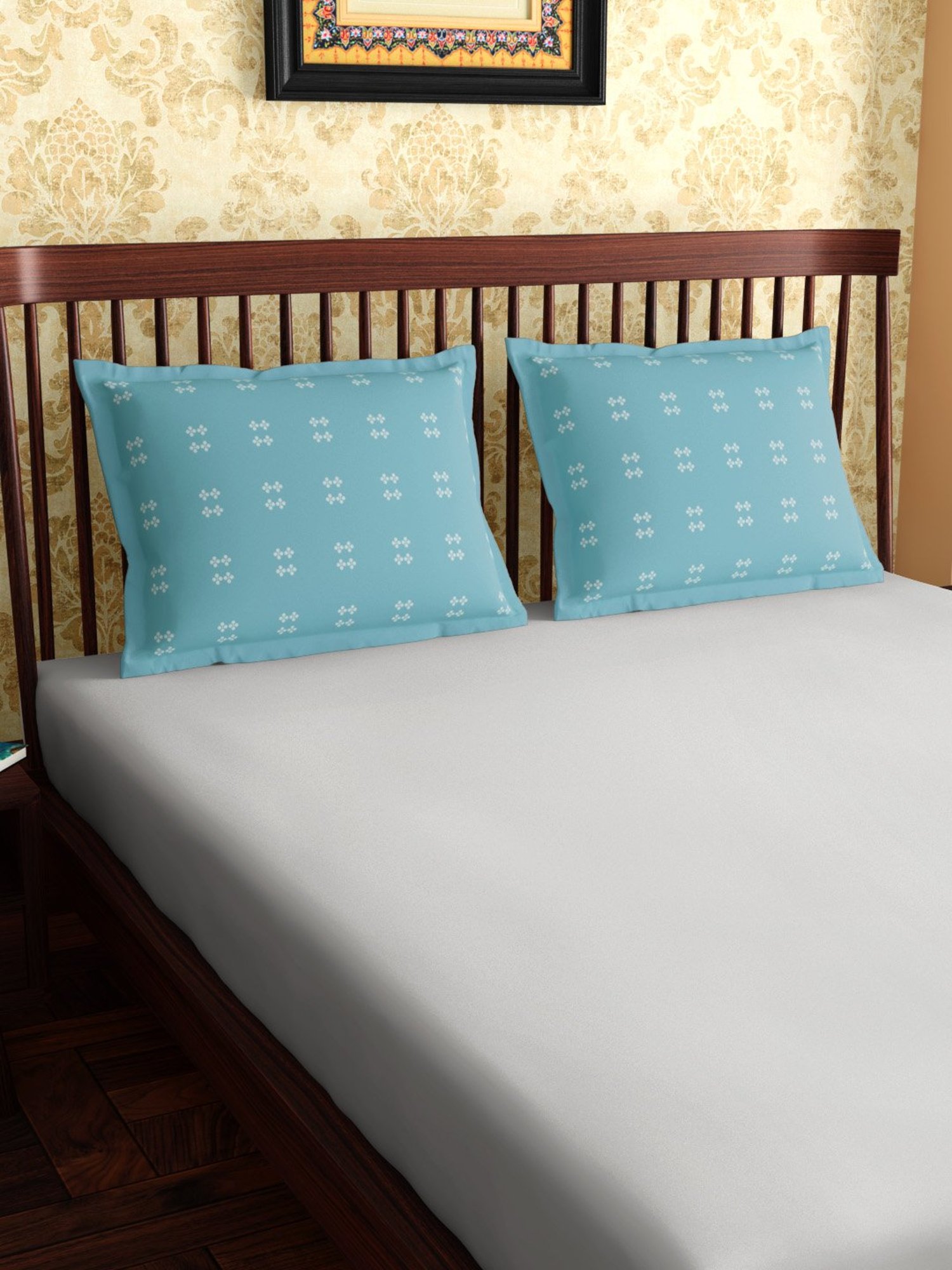 Petal Home Hooghly Blue Cotton Pillow Covers - Set of 2