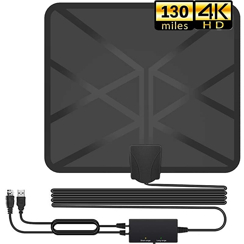 Antenna,130+ Miles Long Range Indoor Digital TV Antennas with Switch Amplifier Signal Booster for Local Channels 4k HD 1080P 2016P All Older TV's - 16.5ft Coax Cable