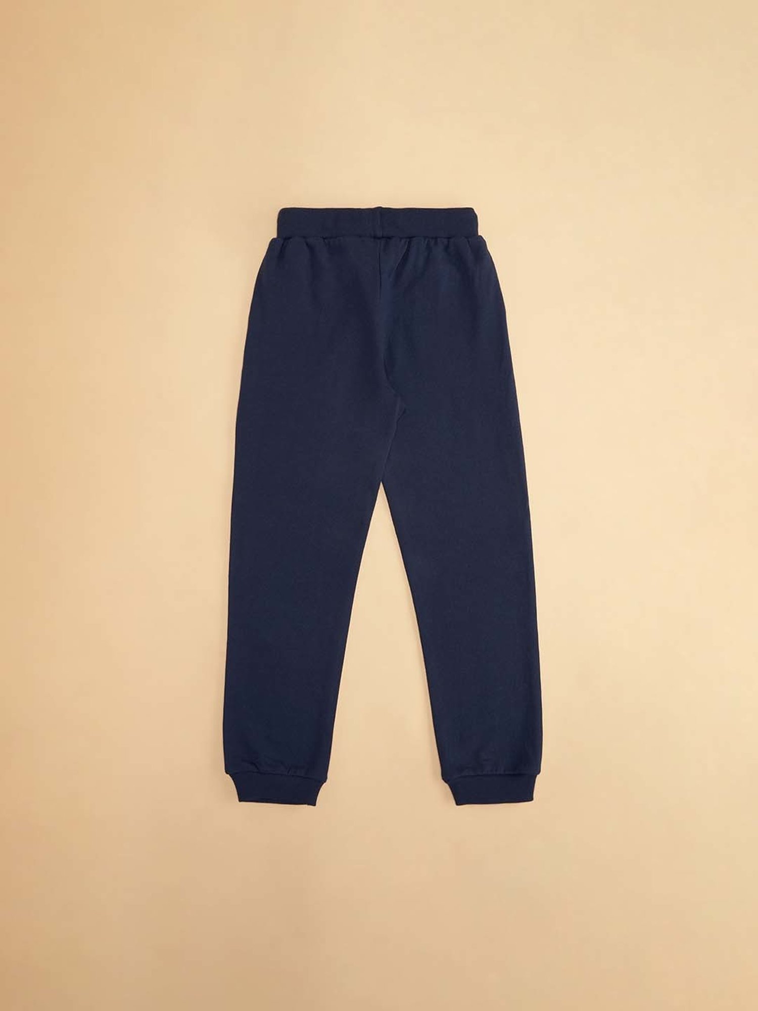 Pantaloons Junior Black Cotton Printed Trackpants