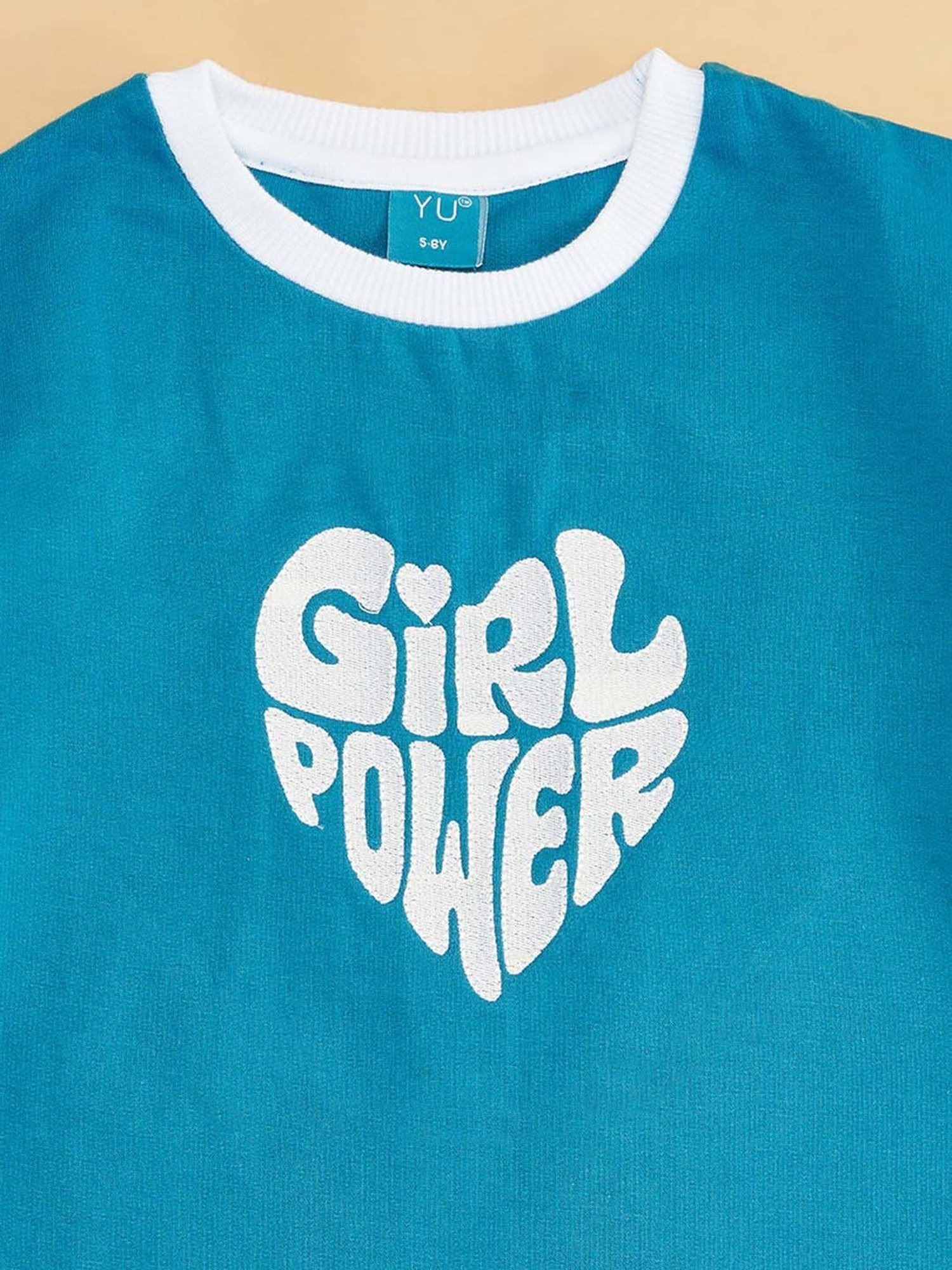 YU by Pantaloons Kids Teal Blue & White Printed Full Sleeves Sweatshirt