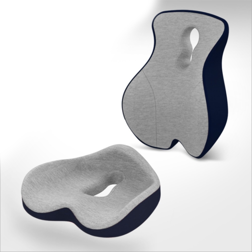 Memory Foam Lumbar Support Back Cushion Seat Waist Pillow for Lower Back Pain Relief Pillow for Computer Office Chair Car Seat Recliner Navy