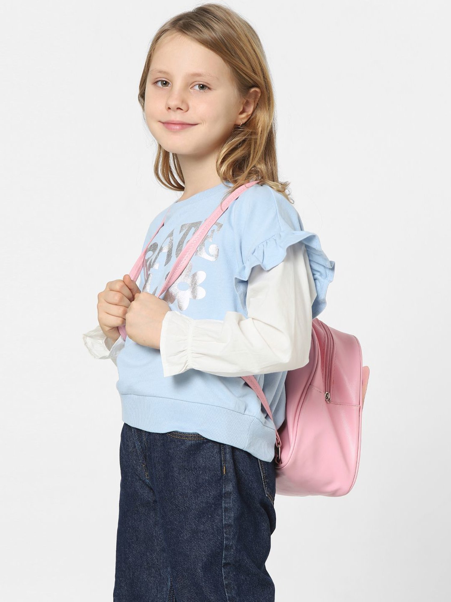 KIDS ONLY Cashmere Blue & White Cotton Printed Full Sleeves Sweatshirt