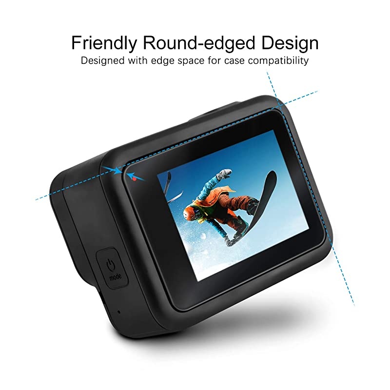 Accessories Kit Compatible with GoPro Hero 8 Black, with Silicone Rubber Protective Case + 4pcs Ultra Clear Tempered Glass Screen Protector + 2pcs Display HD Lens Protector