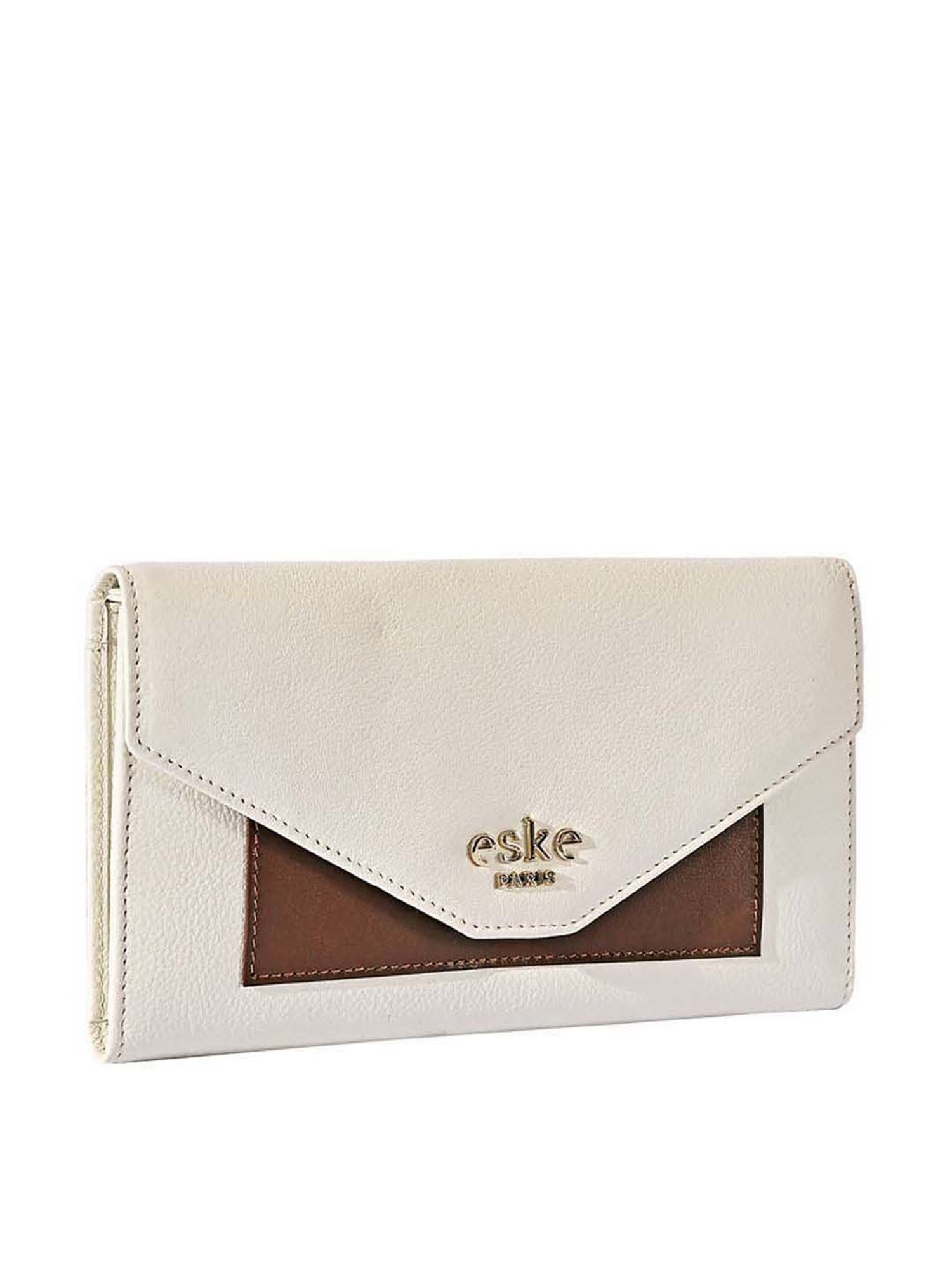 Eske Percy White Solid Tri-Fold Wallet for Women