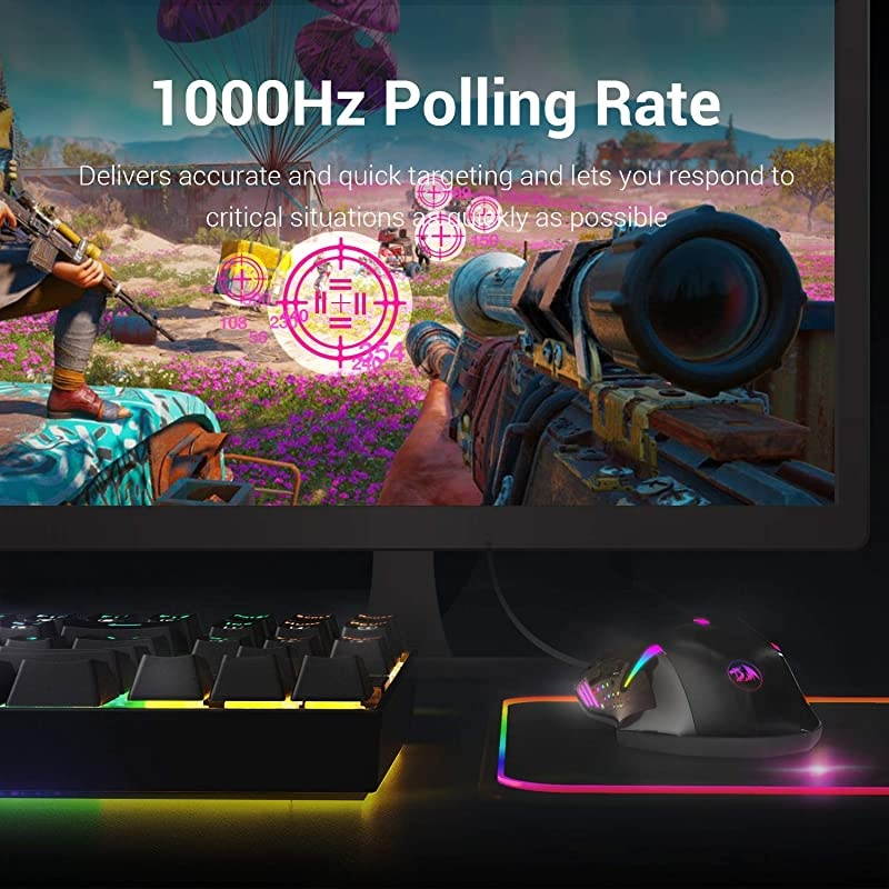 M601 RGB Gaming Mouse Backlit Wired Ergonomic 7 Button Programmable Mouse Centrophorus with Macro Recording amp Weight Tuning Set 7200 DPI for Windows PC Black