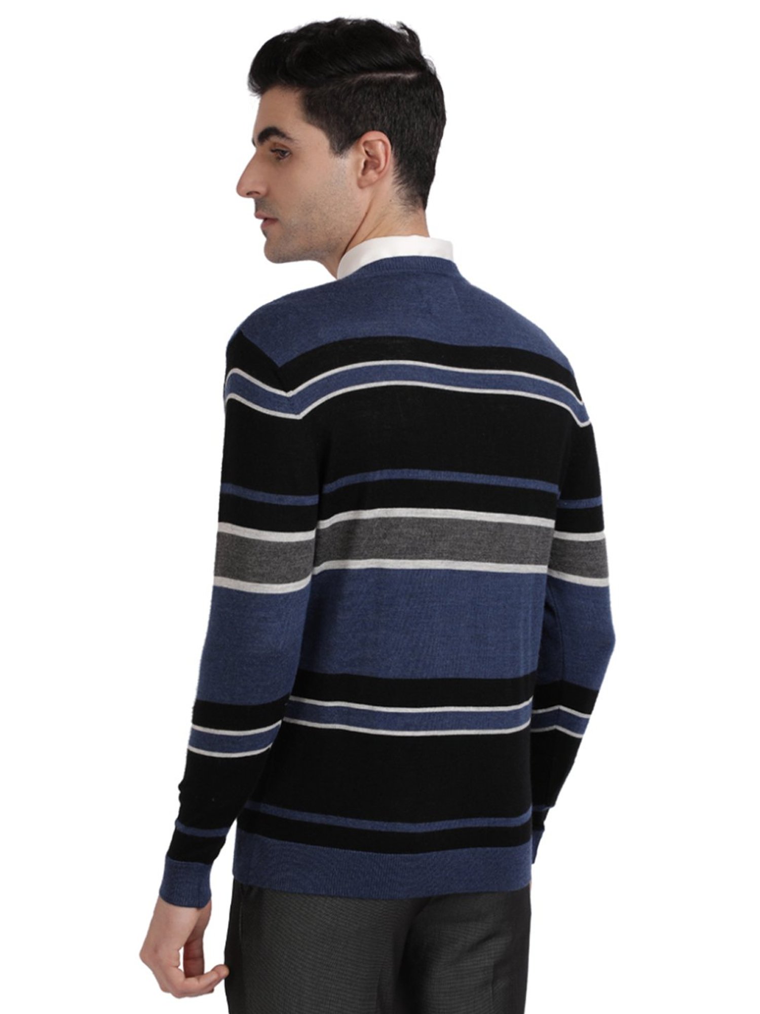Colorplus Multi Cotton Tailored Fit Striped Sweaters