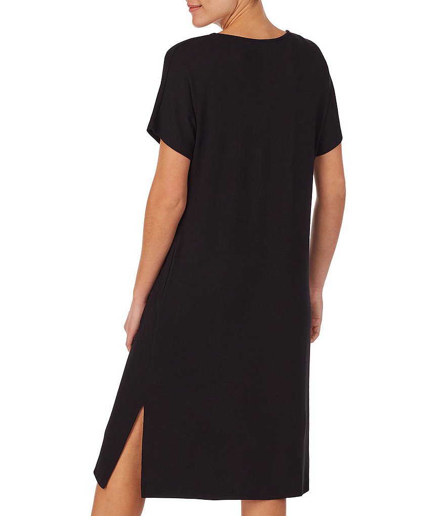 Donna Karan Solid Marled V-Neck Knit Sleepshirt