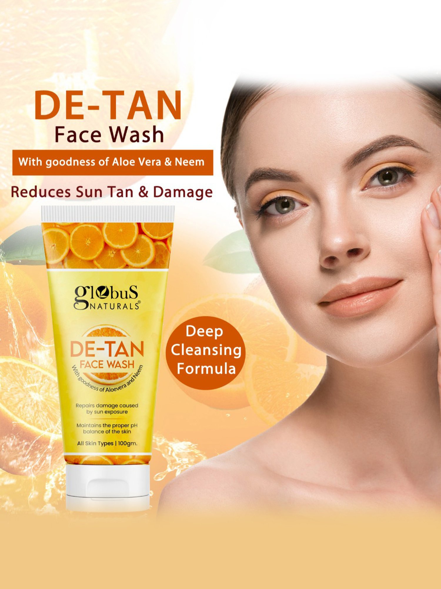 Globus Naturals De-Tan Face Wash - Pack of 5