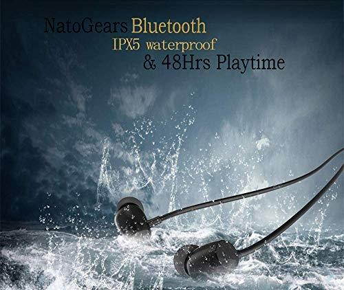 NatoGears 48 Hours Playtime IPX5 Sport Neckband Headphones Earbuds Waterproof Headphones for Sports and Gyms (Black)