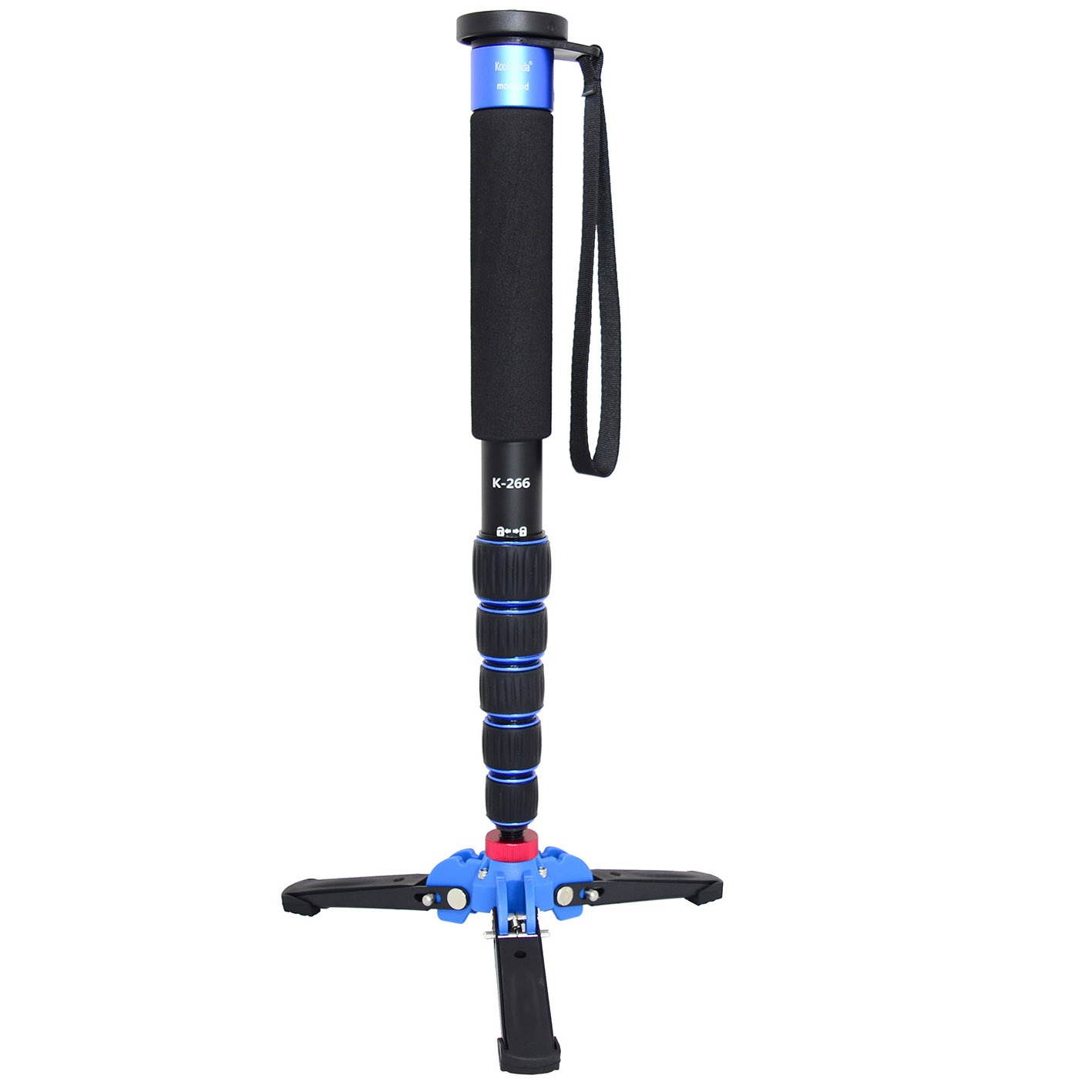 Koolehaoda Lightweight Portable 63-inches Camera Aluminium Monopod with Folding Three Feet Support Stand. 6-Section Leg, Leg max Diameter: F28MM, Folding Length: 42cm /16.5inch(K-266 Blue)