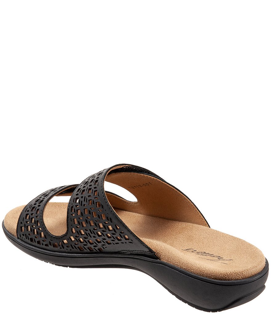 Trotters Ruthie Cutout Leather Hook and Loop Slide Footbed Sandals