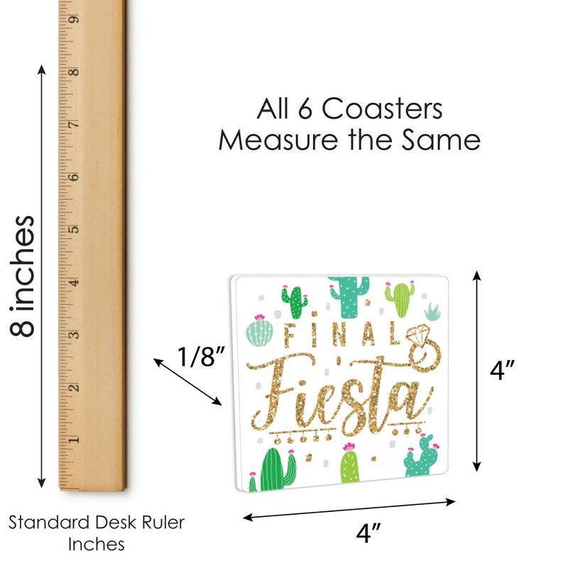 Big Dot of Happiness Final Fiesta - Funny Last Fiesta Bachelorette Party Decorations - Drink Coasters - Set of 6