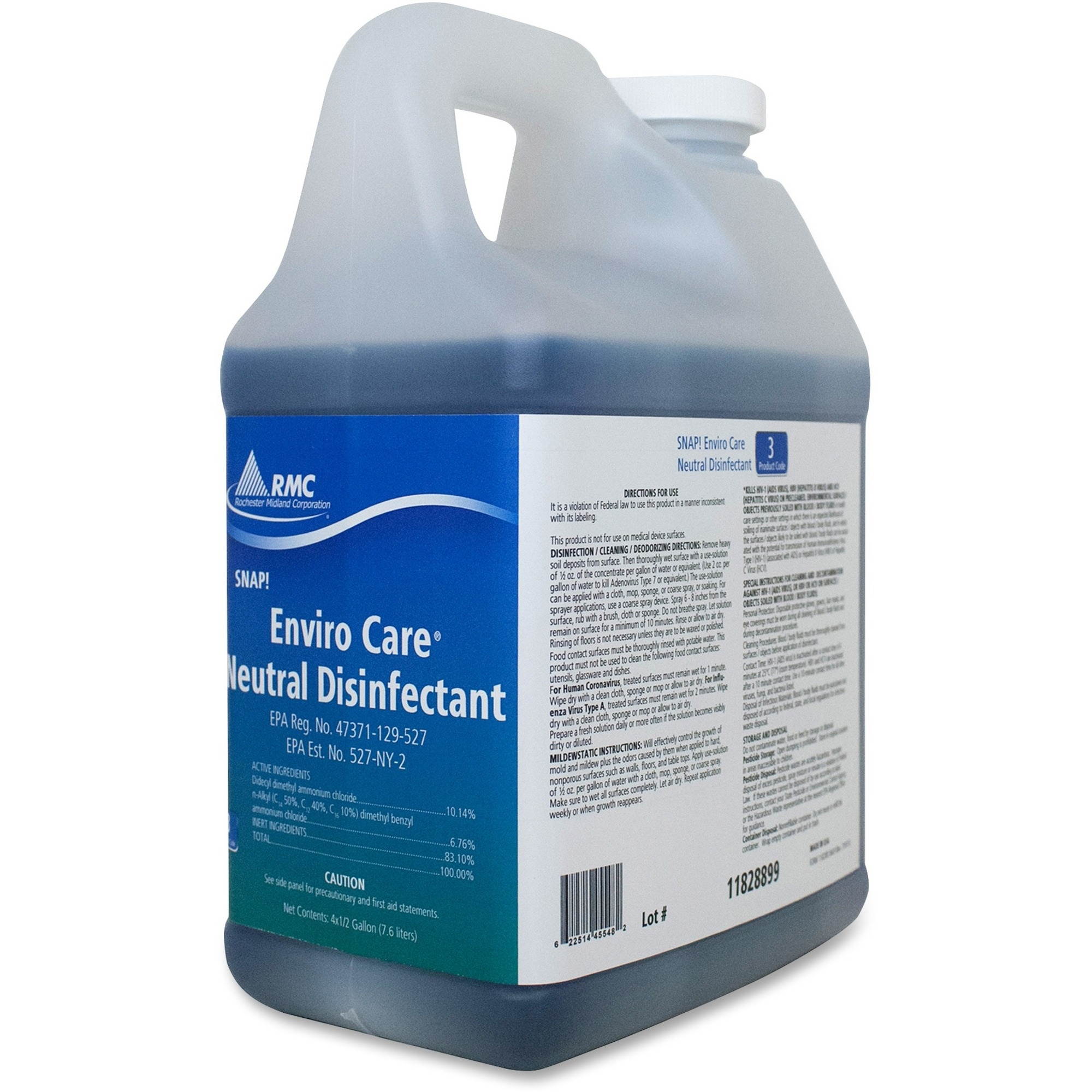 Rochester Midland Enviro Care Neutral Disinfectant 1/2gal Blue 11828899