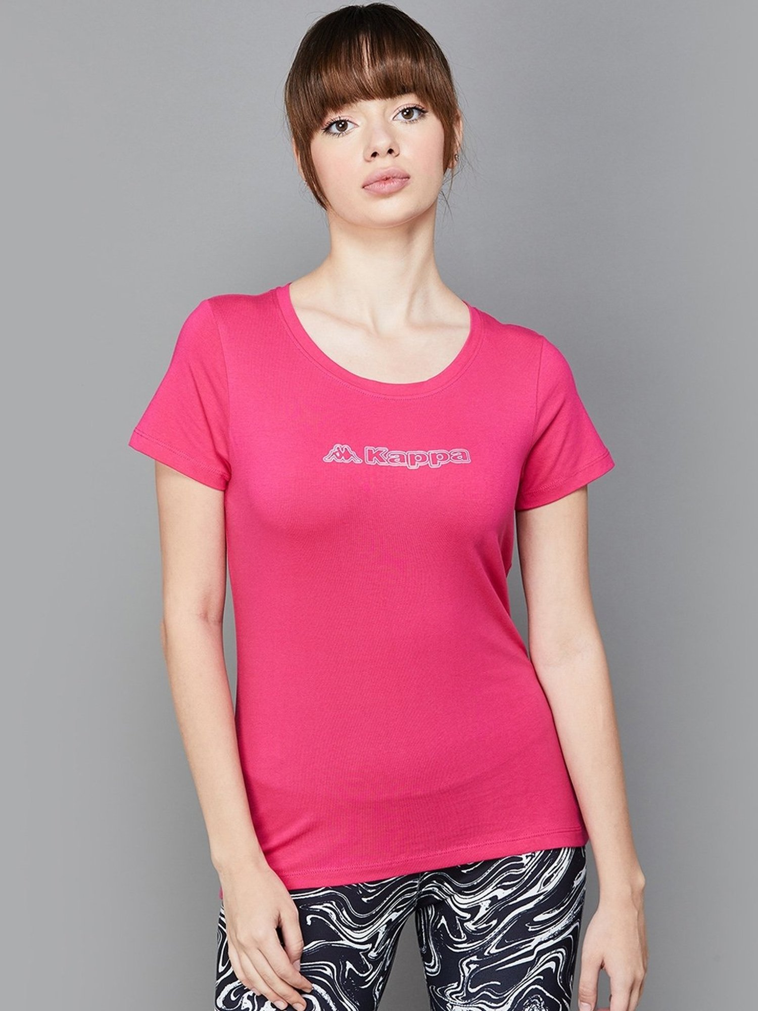 KAPPA Pink Cotton Printed Sports T-Shirt