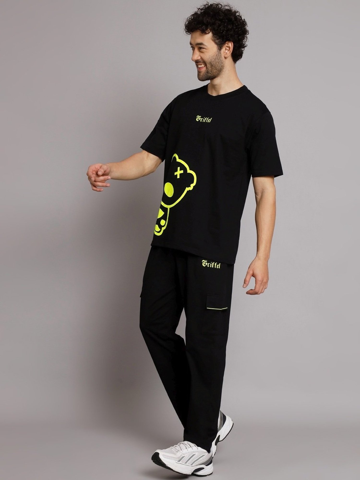 Griffel Black Cotton Loose Fit Printed Co-Ord Set