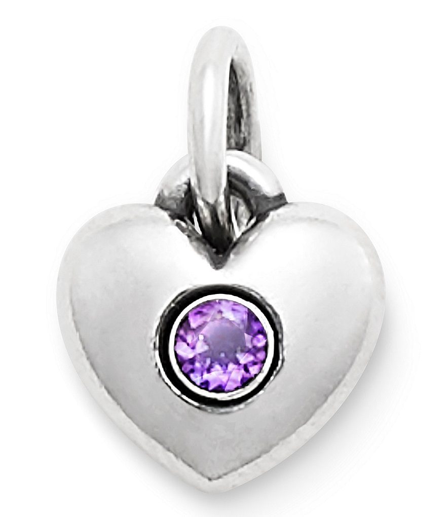James Avery Keepsake Heart Charm February Birthstone with Amethyst