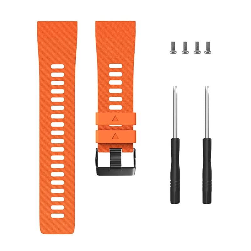 Band Compatible with Garmin Forerunner 35 Soft Silicone Replacement Watch Band Strap for Garmin Forerunner 35 Smart Watch Orange Black buckle