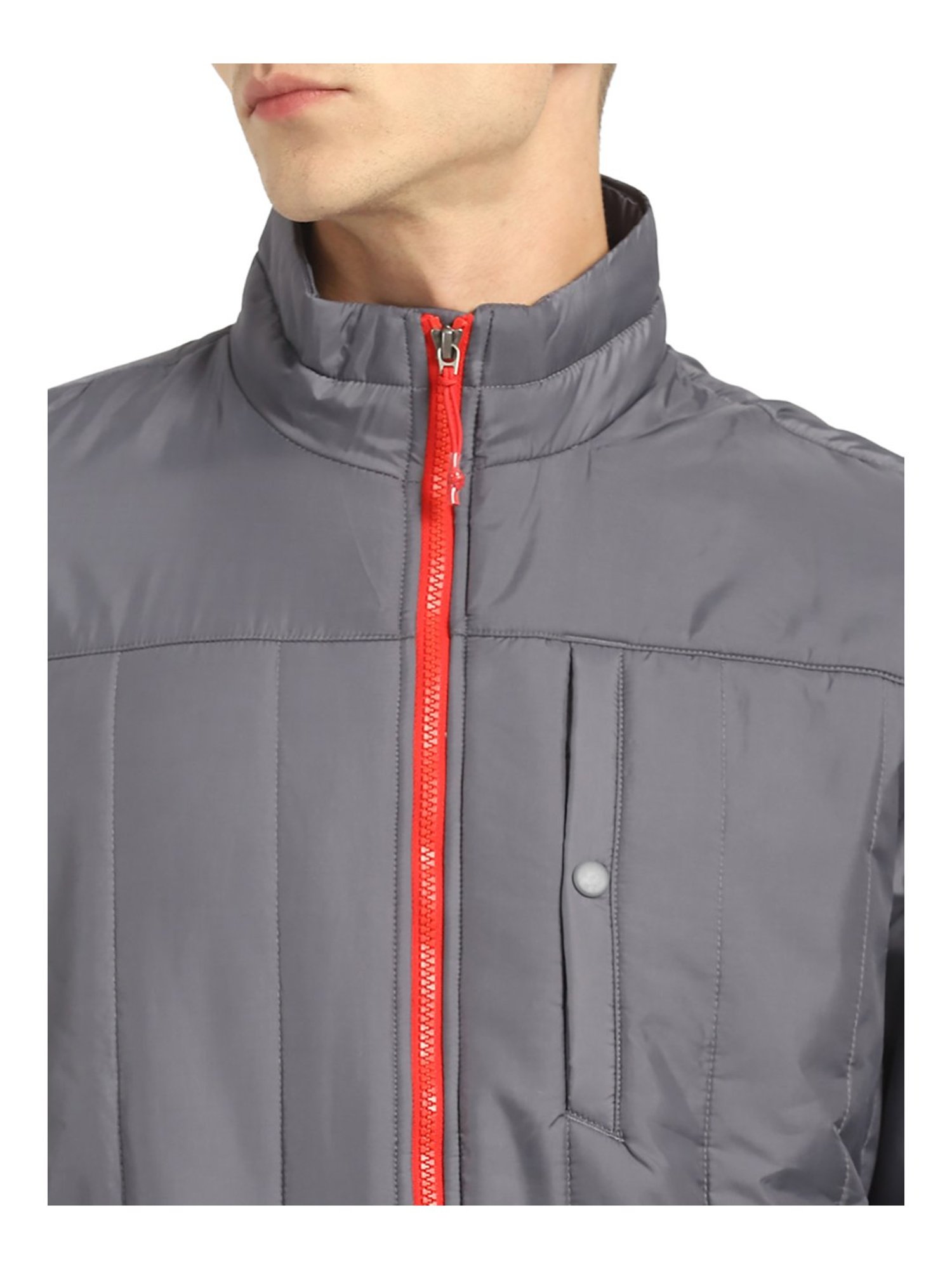 Reebok Grey Full Sleeves High Neck Jacket