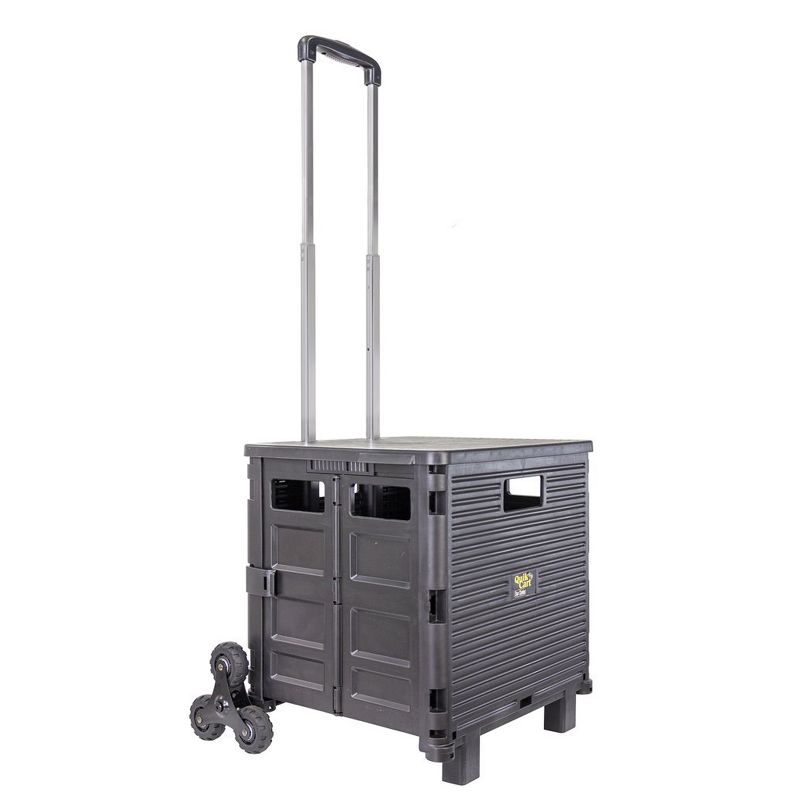 dbest products 01-853 Quick Cart Elite Stair Climber Collapsible Foldable Rolling Utility Dolly Basket Tote for Tools, Files, and Art Supplies, Black