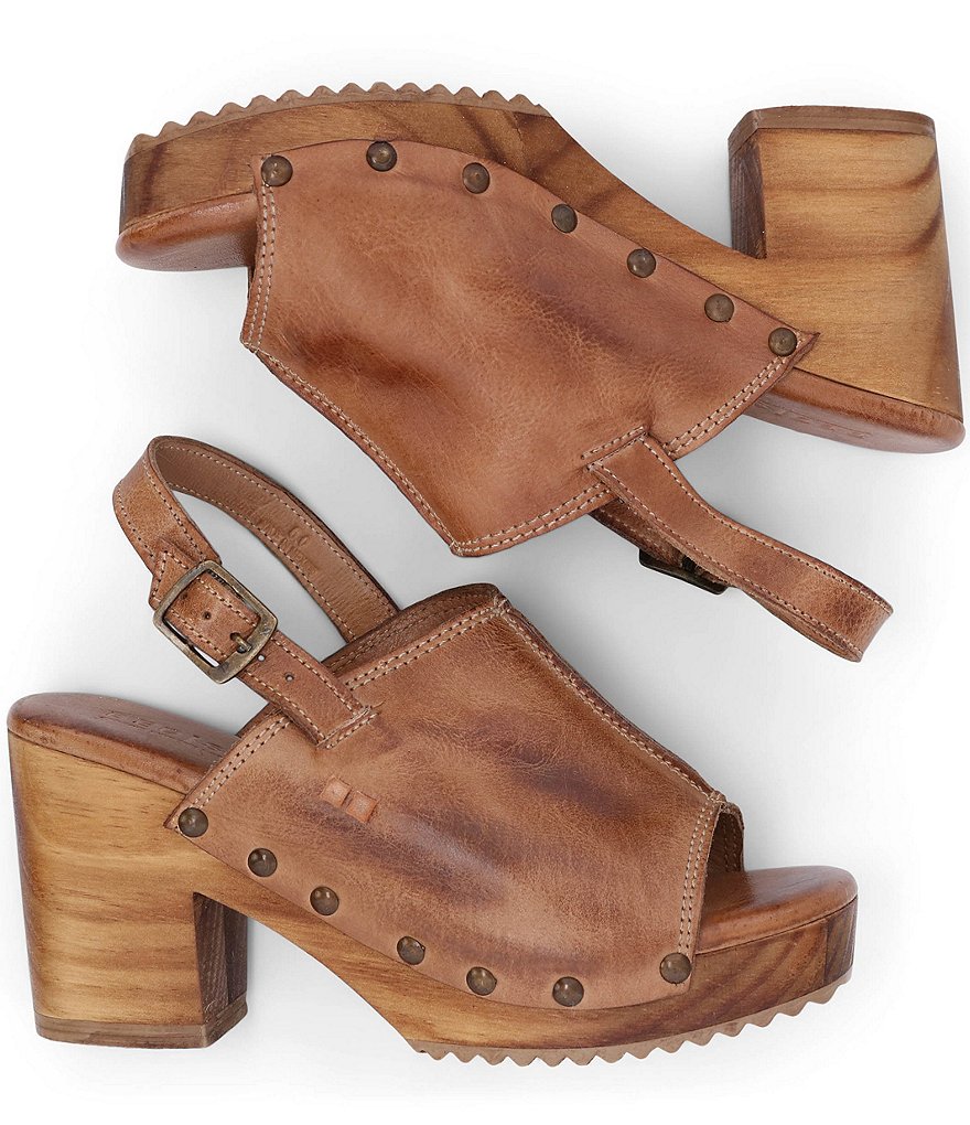 Bed Stu Marie Leather Block Heel Sling Back Platform Sandals